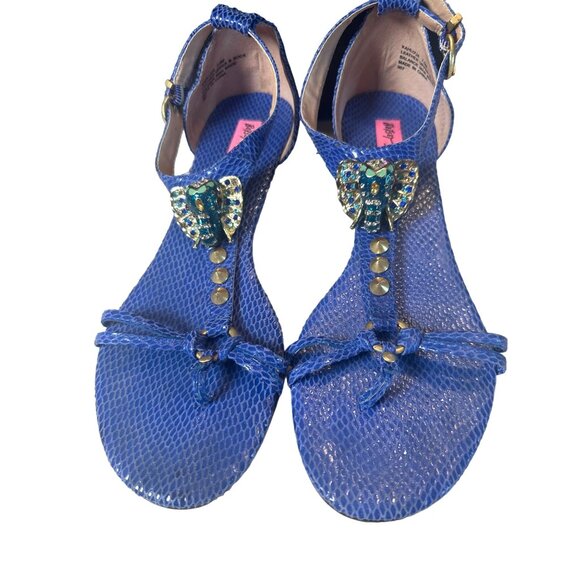 Vintage Betsey Johnson Kahluua Blue Elephant Sandals Rhinestone Elephant Ornamen - Picture 1 of 11